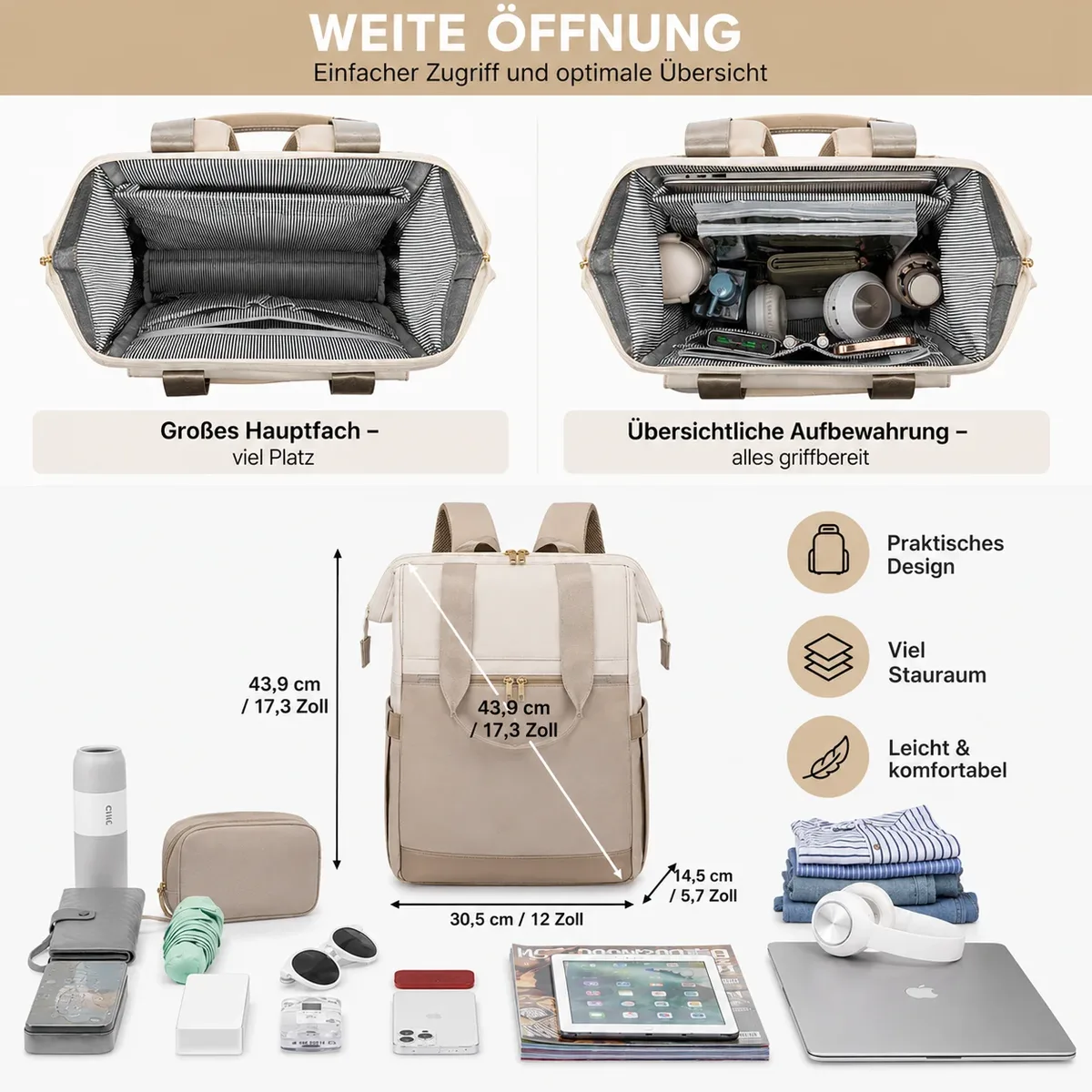 sac à dos pour ordinateur portable pour femmes et hommes, sac à dos d'affaires hydrofuge de 15.6 pouces avec de nombreux compartiments, sac antivol, sac de voyage