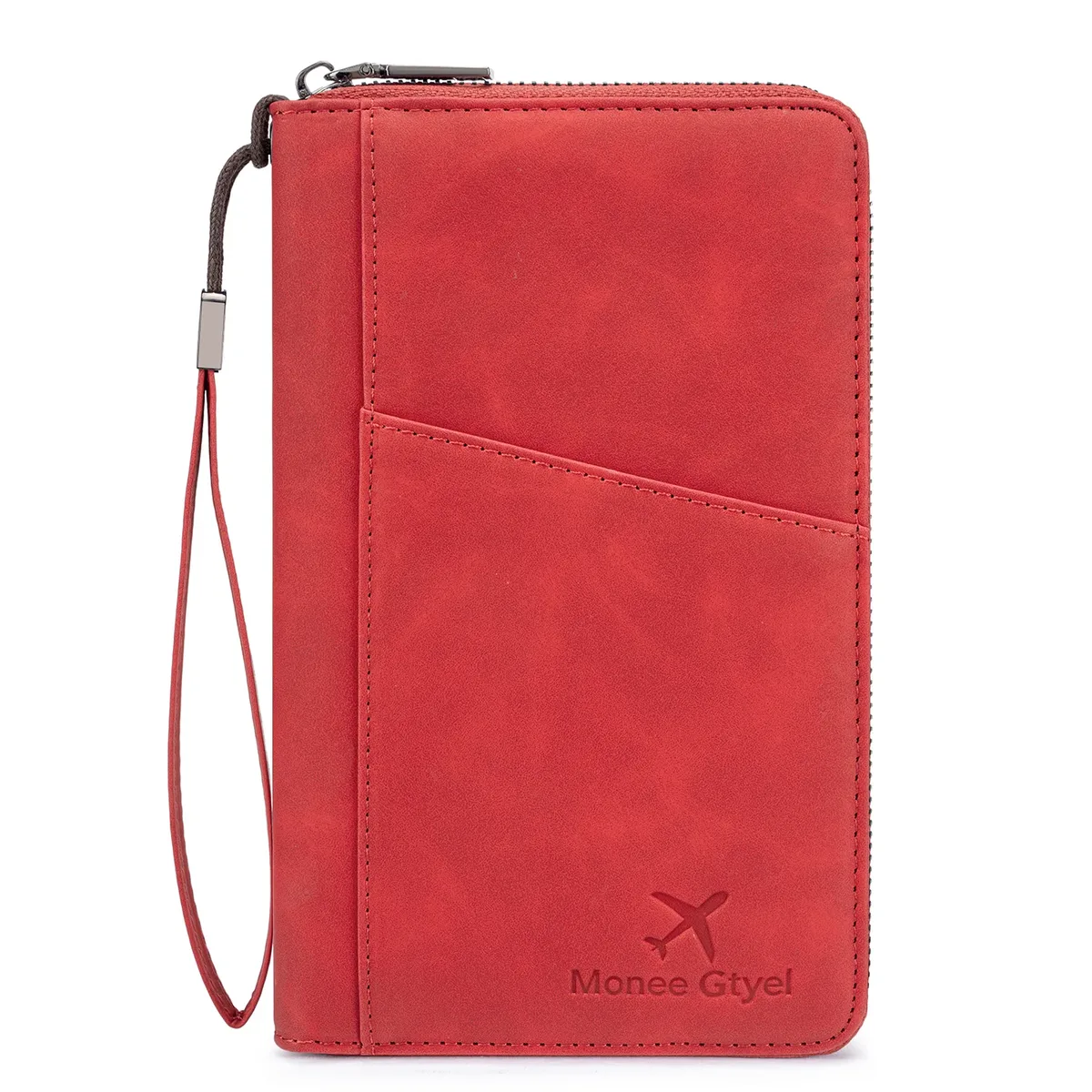 porte-passeport anti-vol rfid, portefeuille de voyage, organisateur de documents en similicuir avec fermeture éclair, couverture de passeport avec sangle de poignet