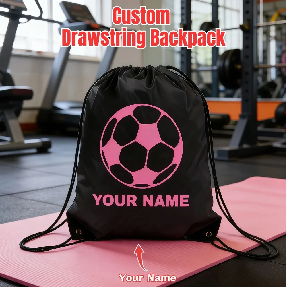 sac à dos de sport personnalisé en polyester avec cordon de serrage, coins renforcés, pour enfants, idéal pour le football et la gym