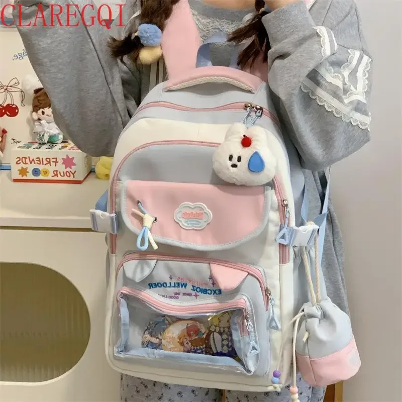 sac à dos pour filles au design contrasté, esthétique et de grande capacité, sac à dos scolaire pour filles, sac fourre-tout pour femmes, cadeau pour une fille.