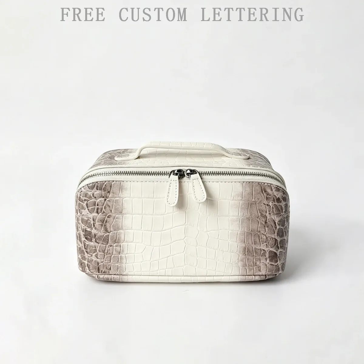 sac de maquillage en cuir véritable à motif pierre pour femmes, nouveau sac de toilette de voyage en cuir de vachette à motif crocodile de l'himalaya, sac de rangement pour cosmétiques