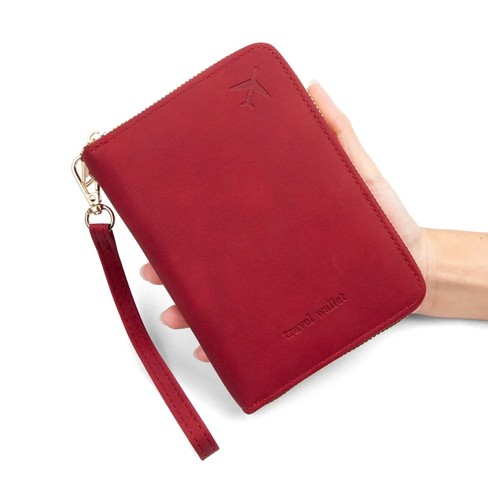 étui de passeport rfid anti-magnétique personnalisé avec fermeture éclair pour voyage, porte-passeport, sac de rangement de documents multifonctionnel