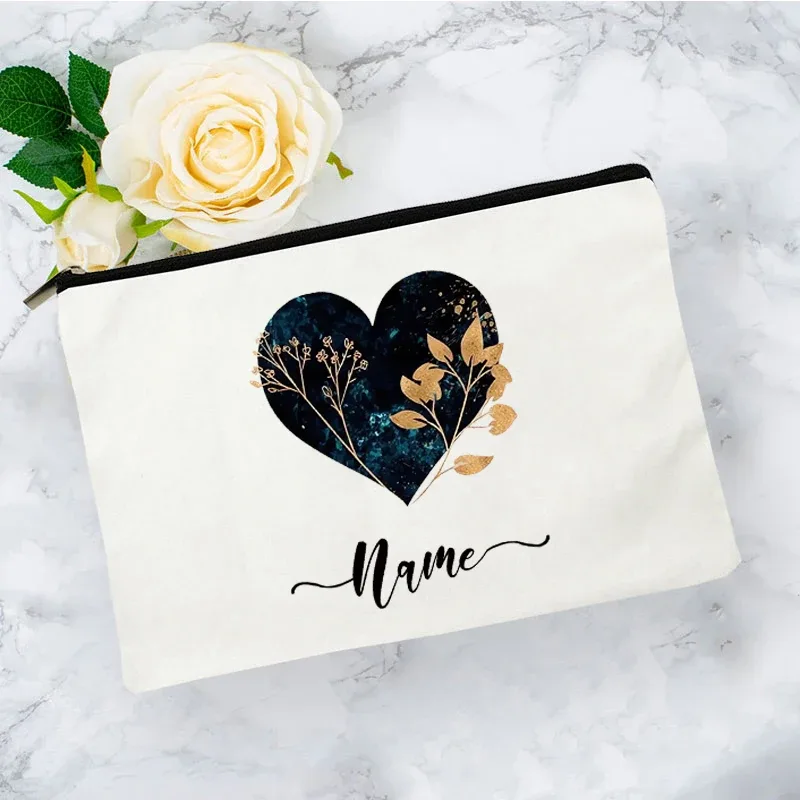 pochette organisatrice en toile noire et or de luxe avec initiales, sac de voyage pour cosmétiques, cadeau de toilette d'anniversaire avec nom personnalisé