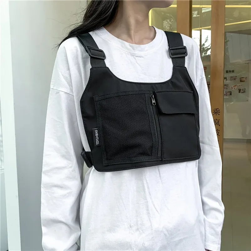 hip-hop streetwear unisexe poitrine plate-forme sac haute qualité nylon poitrine sacs multi-fonction tactique gilet sac à dos