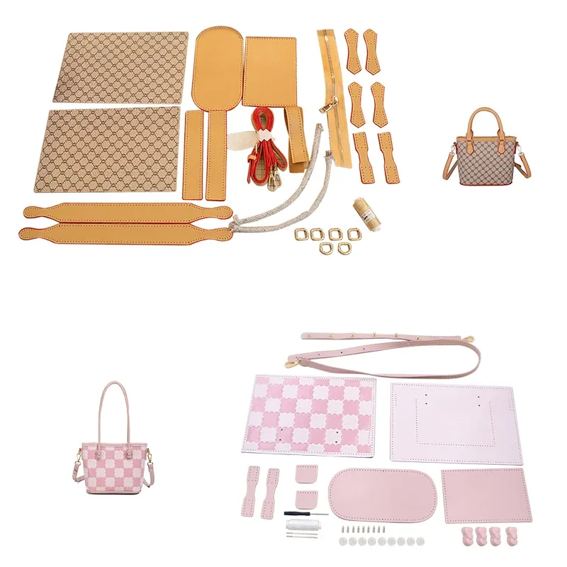 sac fourre-tout fait à la main, sac à main à bandoulière, accessoire artisanal en cuir, ensemble de matériel semi-fini cousu à la main, bricolage