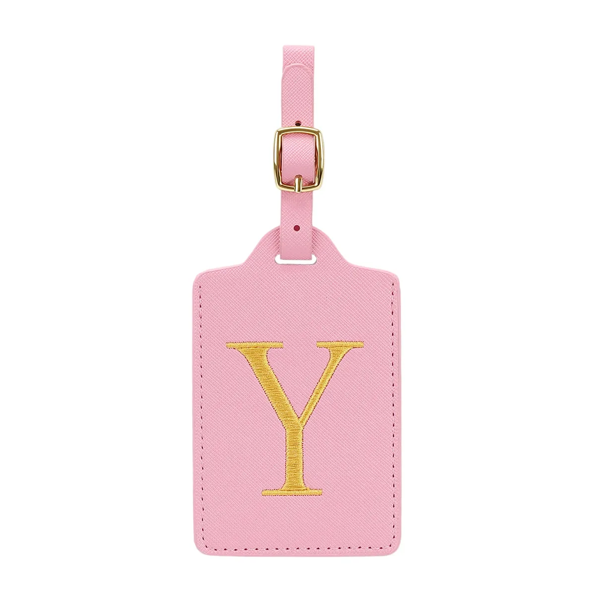 étiquettes de bagages miyin 26 lettres en cuir pu pour valises, protection de la vie privée, accessoires de voyage essentiels, rose