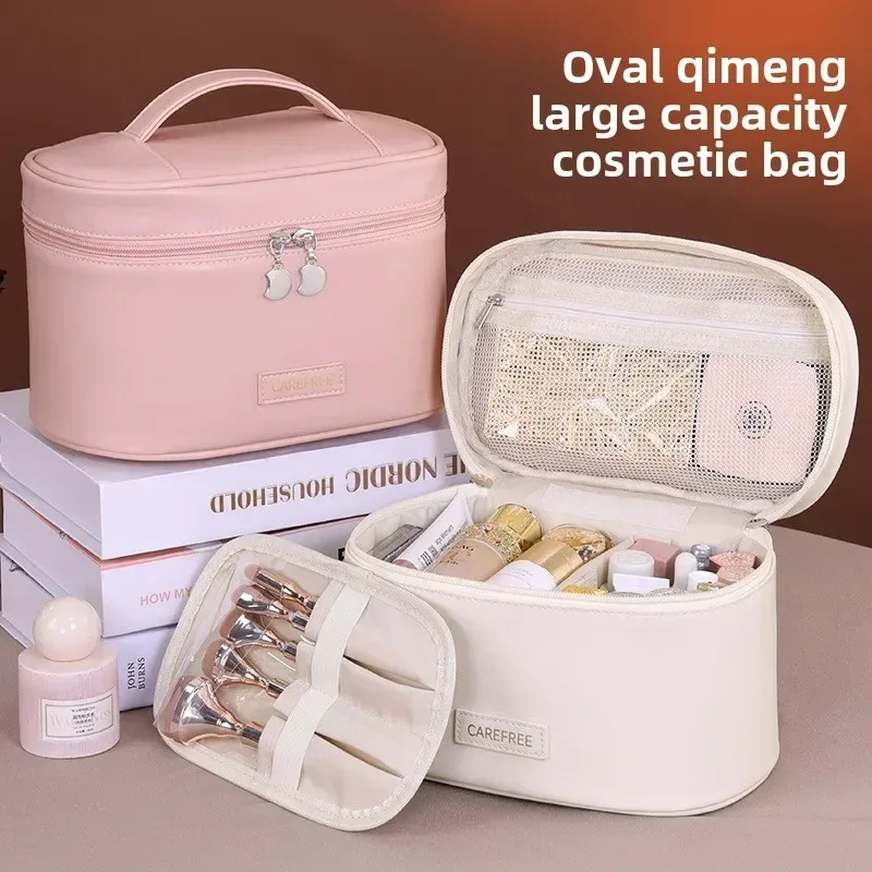organisateur de pinceaux de maquillage portable, sac à cosmétiques pliable multi-poches pour femmes, parfait pour les voyages, l'usage quotidien et le rangement en salle de bain
