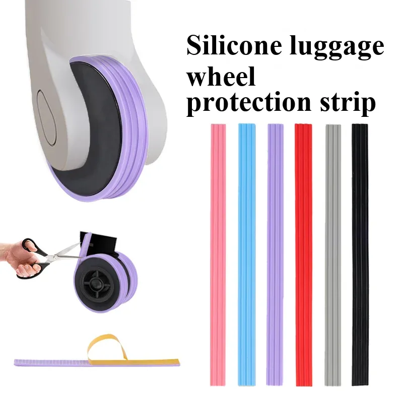 Housse de roue de valise en silicone, protection de roue de bagage en silicone découpable, silencieuse et anti-choc