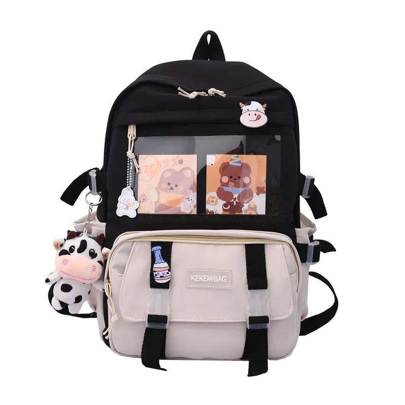 sac à dos en toile kawaii pour femme, cartable pour adolescente, sac à dos pour ordinateur portable, sac de voyage de loisirs, nouvelle mode