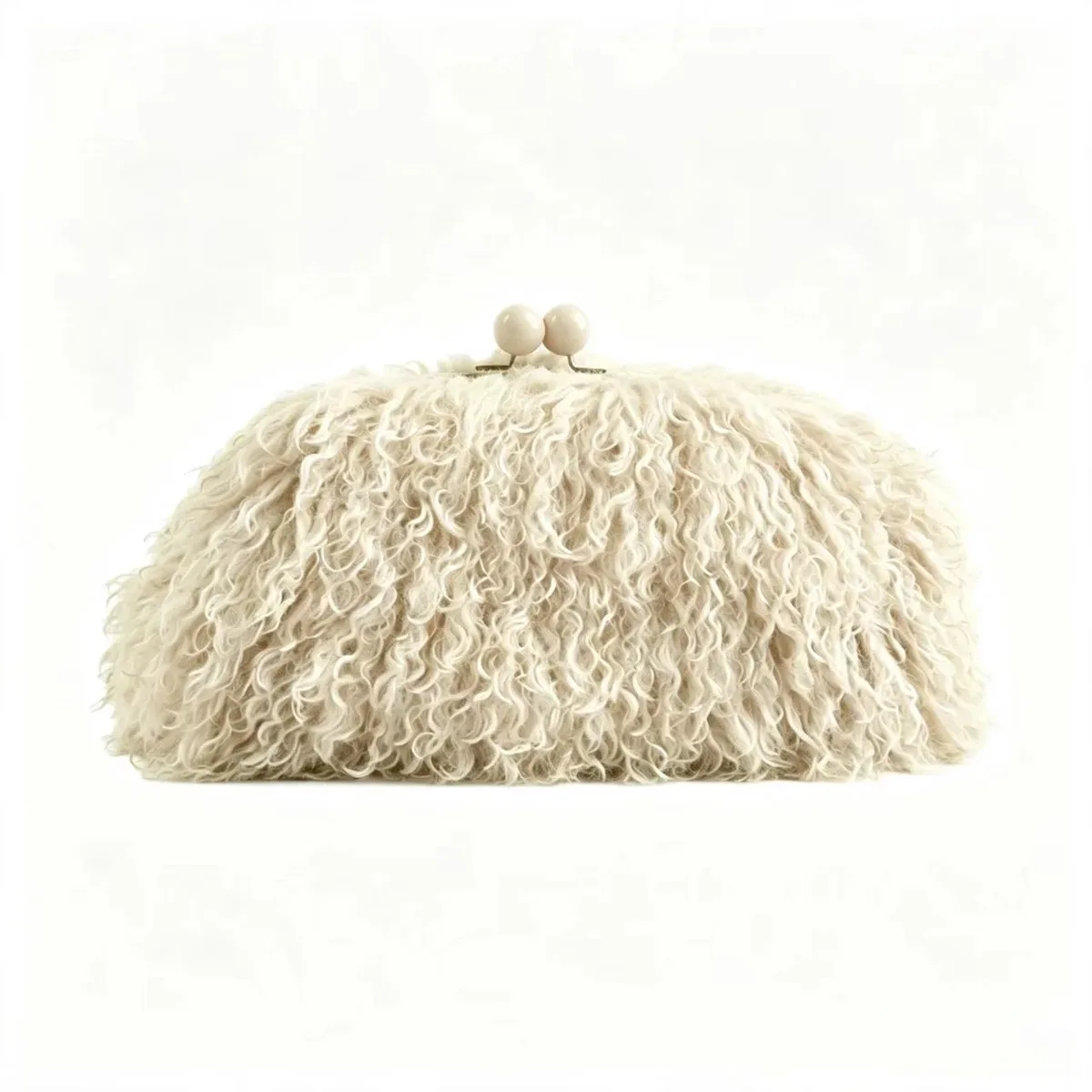 sac à main en fausse fourrure kisslock pour femme, pochette chaude et moelleuse pour l'hiver, sac à fermoir à cadre, rouge, jaune, orange, rose, beige