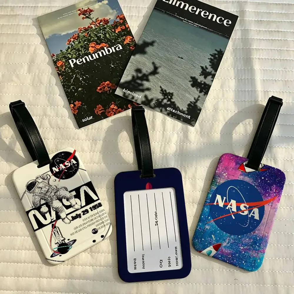 étiquette de bagage en pvc avec logo usa n-nasas, accessoire de voyage, design anti-perte, pochette détachable pour carte d'information