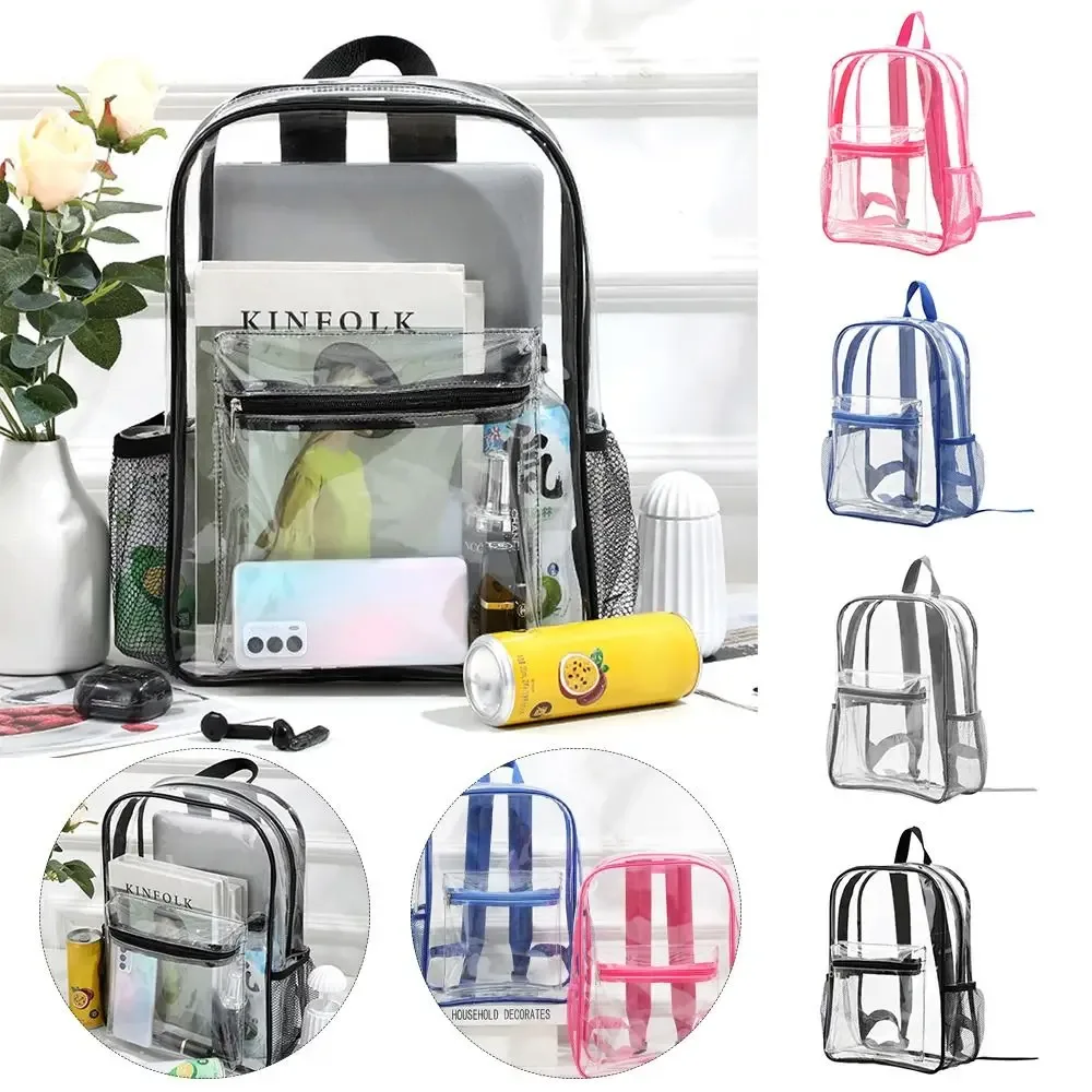 sac à dos transparent en pvc, grande capacité, sac à bandoulière étanche pour fitness, rangement décontracté, sac à dos visible pour sports de plein air