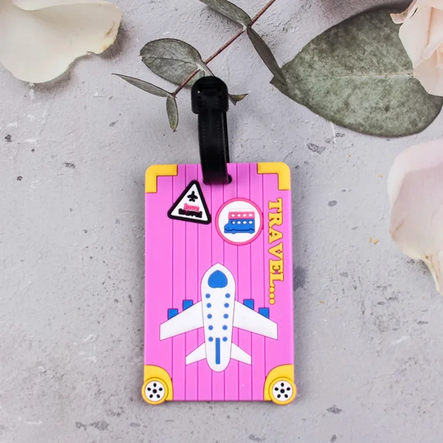 étiquettes de bagage en pvc souple, motif d'avion, étiquette de bagage mignonne, étiquette de valise créative, dessin animé, passe d'embarquement, accessoires de voyage en avion