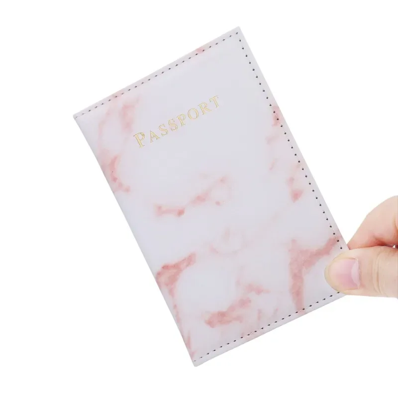étui porte-passeport en marbre, accessoires de voyage, couverture d'identité pour femmes et hommes, couverture de passeport pour carte bancaire, étui portefeuille d'affaires, pochette