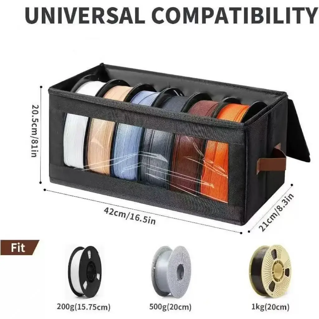 sac de rangement pour filament d'imprimante 3d, organisateur anti-humidité, pochette transparente pour bobines de 1 kg pla petg tpu abs, bac de transport pliable
