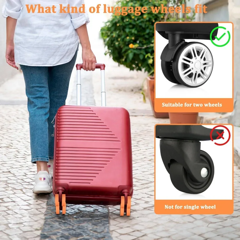 protecteur de roues de bagages en silicone, 8 pièces, réduit le bruit, boîtier de chariot, manchon de roulette silencieux, accessoires de bagages, housse de roue de valise