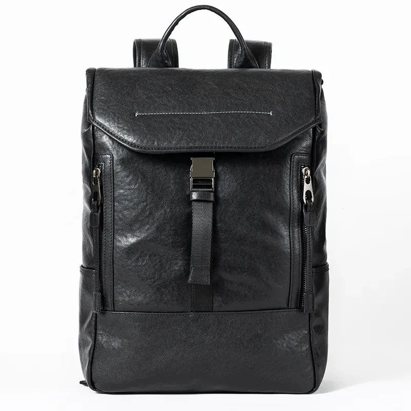 sac à dos d'école en cuir véritable pour hommes, sac de voyage design, sacs pour ordinateur portable 15.6 pouces, grande capacité, haute qualité, mode