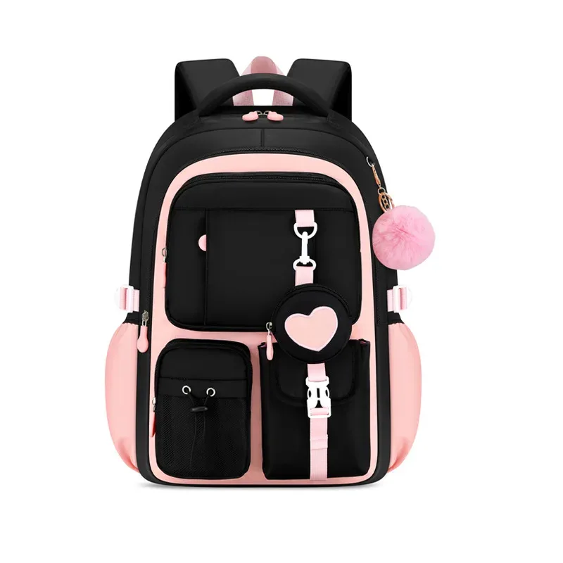 sac à dos scolaire pour filles, série love, léger, grande capacité, mignon et orthopédique, pour collégiennes.