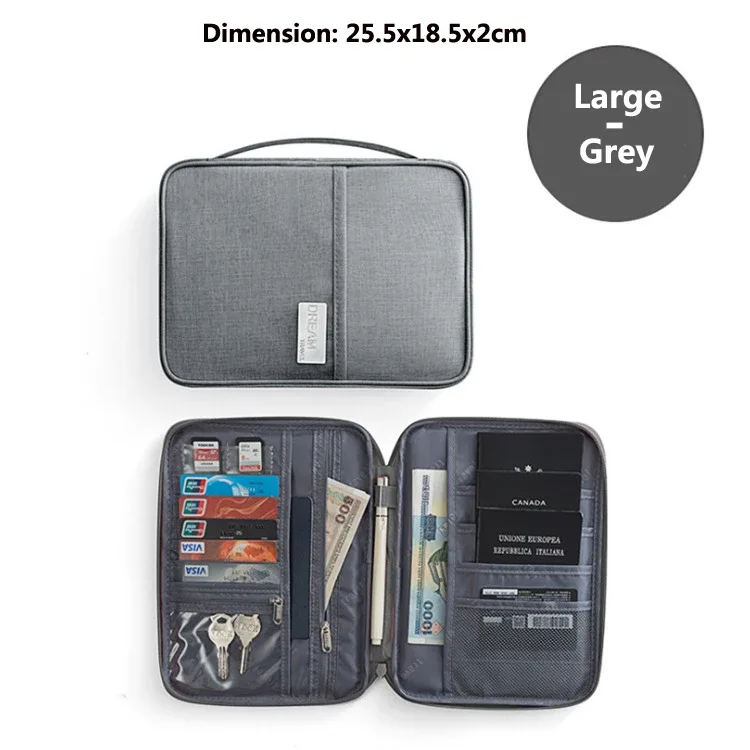 portefeuille de voyage, porte-passeport familial, multi-poches, étui à documents imperméable, organisateur, accessoires de voyage, sac à documents, porte-cartes
