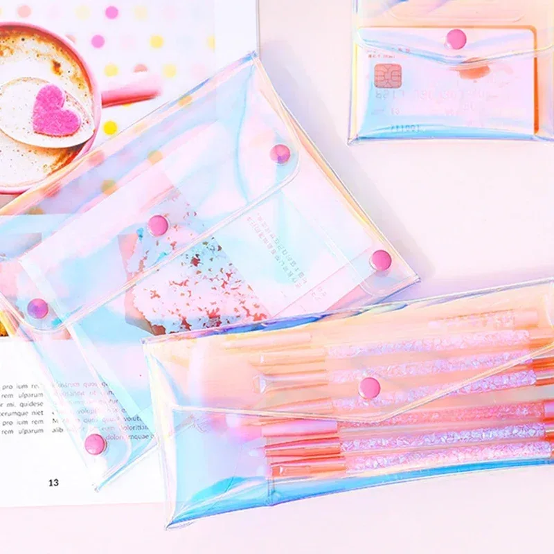 sac à cosmétiques transparent laser pour femmes, bricolage, crayon de maquillage transparent, organisateur de rangement, trousse de toilette de voyage, étui mignon, pochette à main