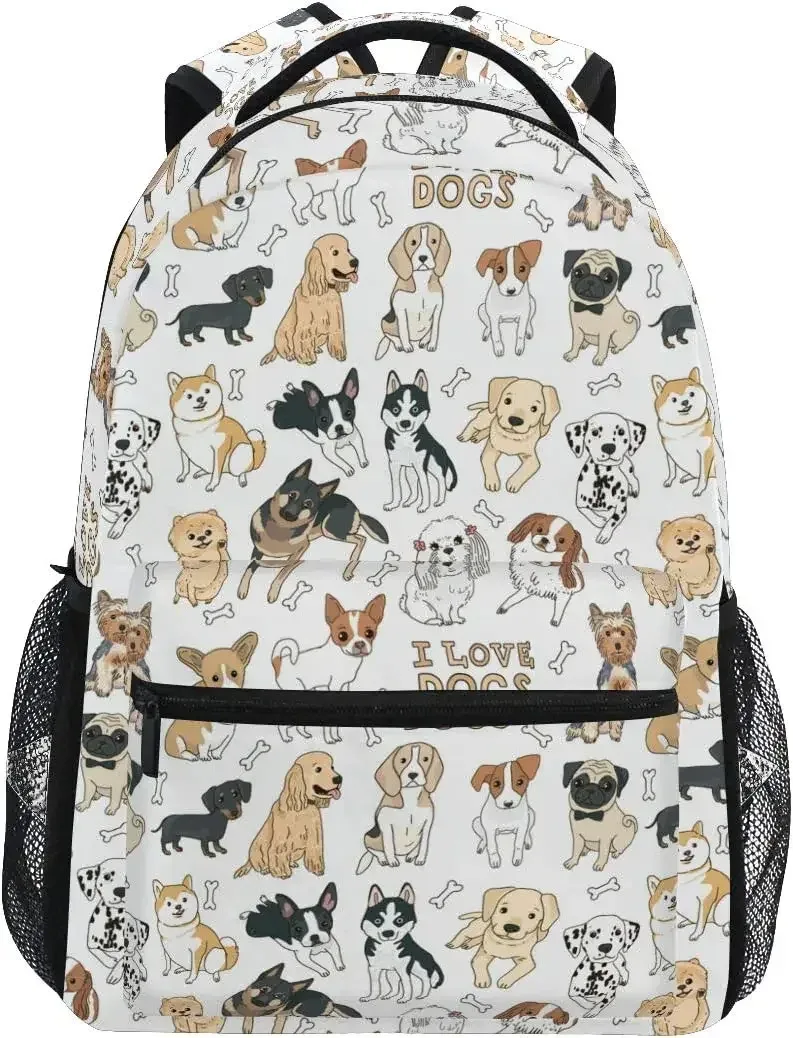 grand sac à dos avec imprimé chien mignon, pour étudiants, personnalisé, pour ordinateur portable, ipad, tablette, voyage, école