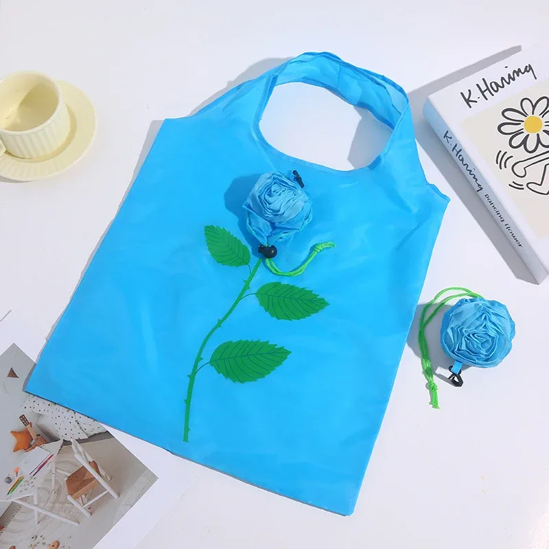 sac de courses pliable portable motif rose, grande capacité, sac fourre-tout léger et durable, sac de voyage, pochette de rangement