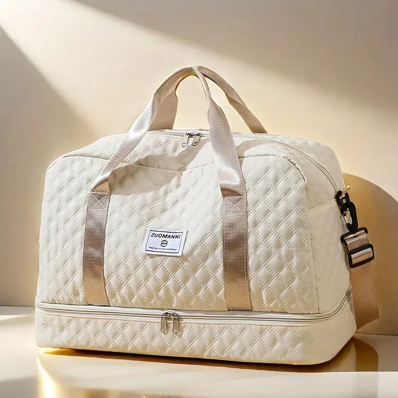 Sac de voyage léger à motif losanges, sac de sport et de fitness de grande capacité, sac de week-end portable pour la nuit.