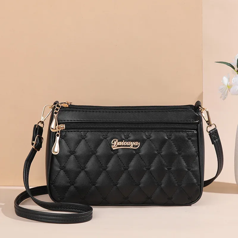 sacs à bandoulière en cuir pu avec fermeture éclair pour femme, petit sac à main, sac à main, grande capacité, fil à broder, initié à la mode, nouveau