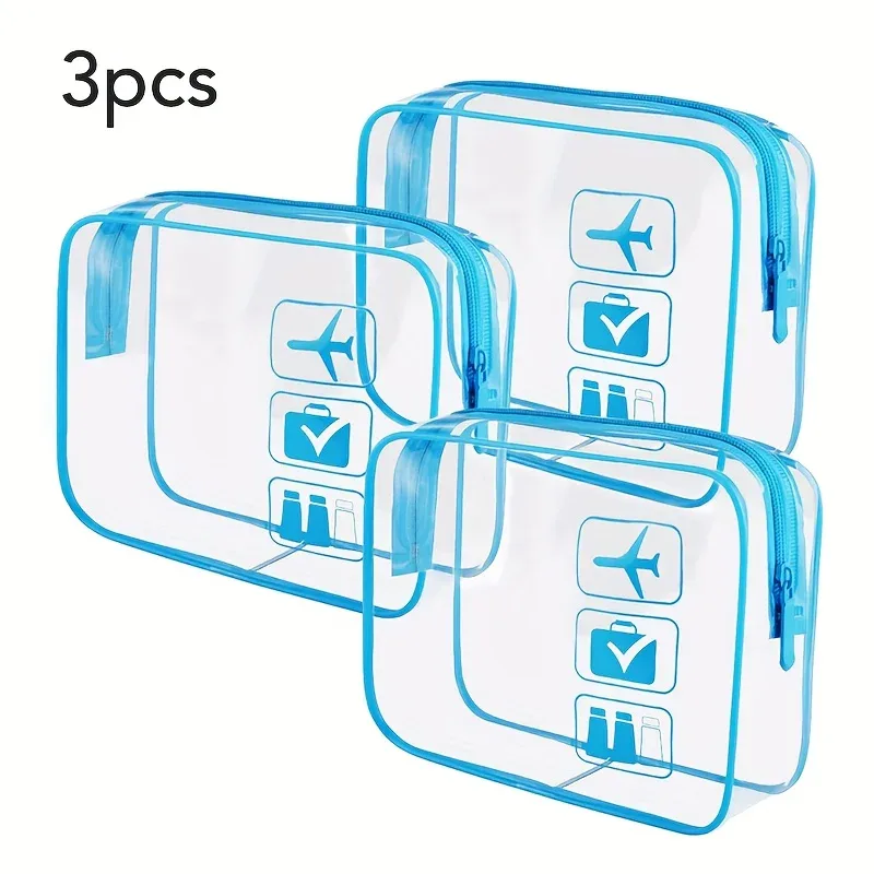 pochette à cosmétiques 3 pièces, sacs de toilette transparents, sac de toilette compatible avec la compagnie aérienne aéroport, trousse de toilette de voyage pratique fa