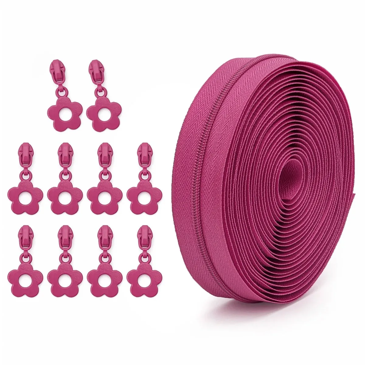 # 3 fermetures éclair en nylon de 4,5 mètres et 10 petits tirettes de fermeture éclair à motif floral, idéales pour le bricolage sur valises, sacs et trousses à crayons