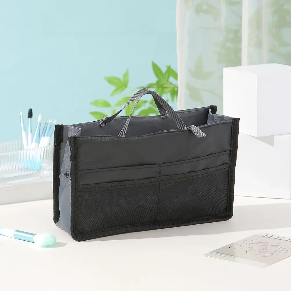 trousse de maquillage multifonctionnelle de grande capacité, sac de rangement portable à double fermeture éclair pour articles de toilette, sac de rangement de voyage pour maman, cosmétiques multi-poches