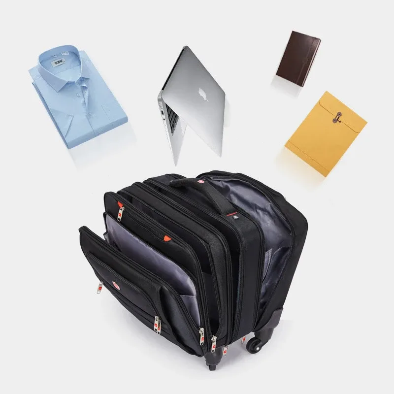 valise de voyage multifonction en tissu oxford, boîte d'embarquement pour ordinateur de 18 pouces, bagages roulants, boîtier de chariot à roues universelles