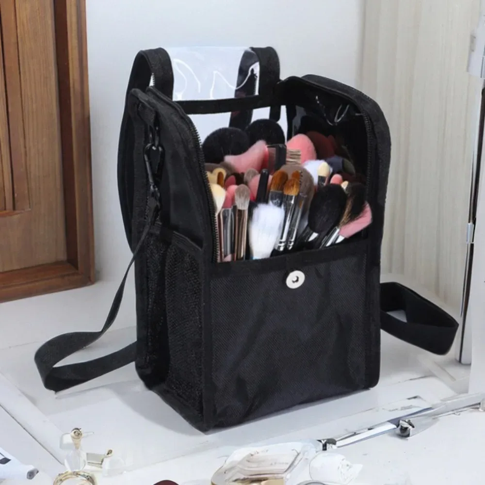 sac à bandoulière pour pinceaux de maquillage professionnels, sac de rangement transparent et léger pour cosmétiques, résistant à l'eau, multifonctionnel