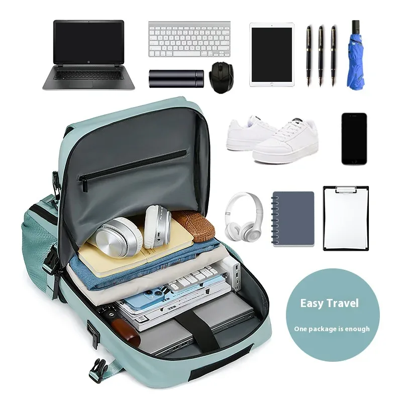grand sac à dos de voyage, sac à dos embarquable, chargement usb, étanche, sac à dos de voyage extérieur, compartiment à chaussures indépendant