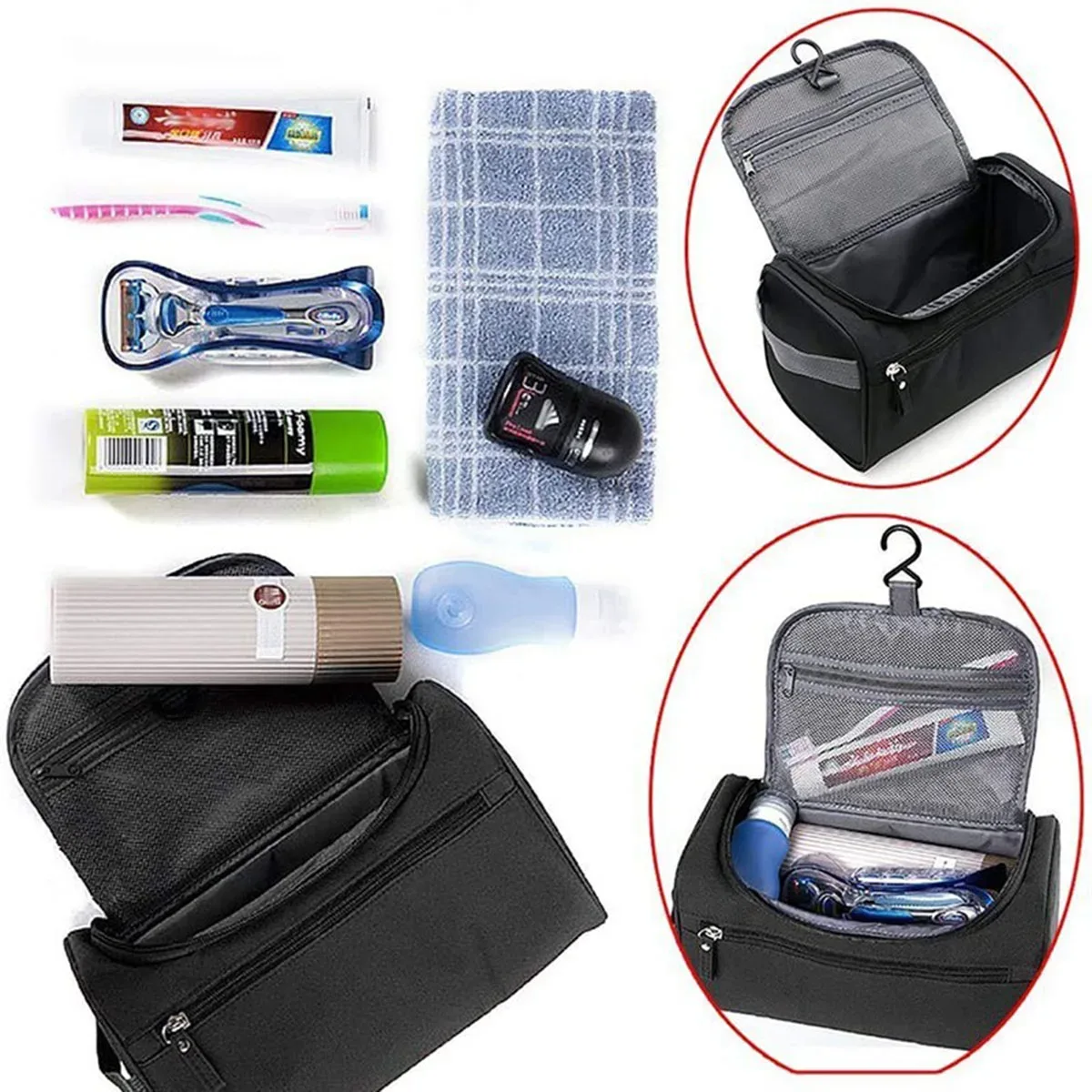 sac de rangement de toilette cosmétique de grande capacité, trousse de maquillage paresseuse multifonctionnelle pour voyage et usage quotidien