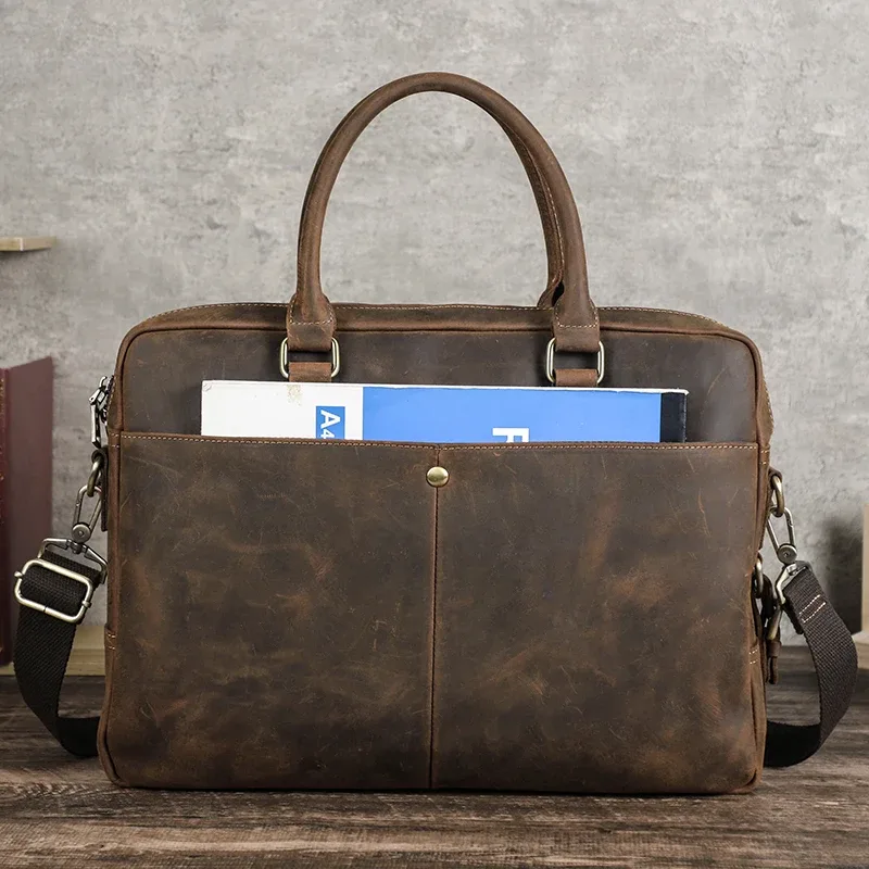 porte documents cuir vrai cuiraux marques naturelles beach doré fermeture éclair compartiment ordinateur portable voyage homme pods 13 pouces