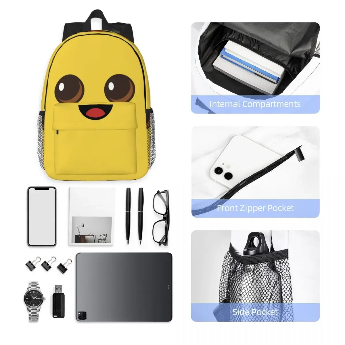 peely victory royale sac à dos banane pour étudiants, garçons et filles, sac d'école pour hommes et femmes, sacs à bandoulière pour ordinateur portable