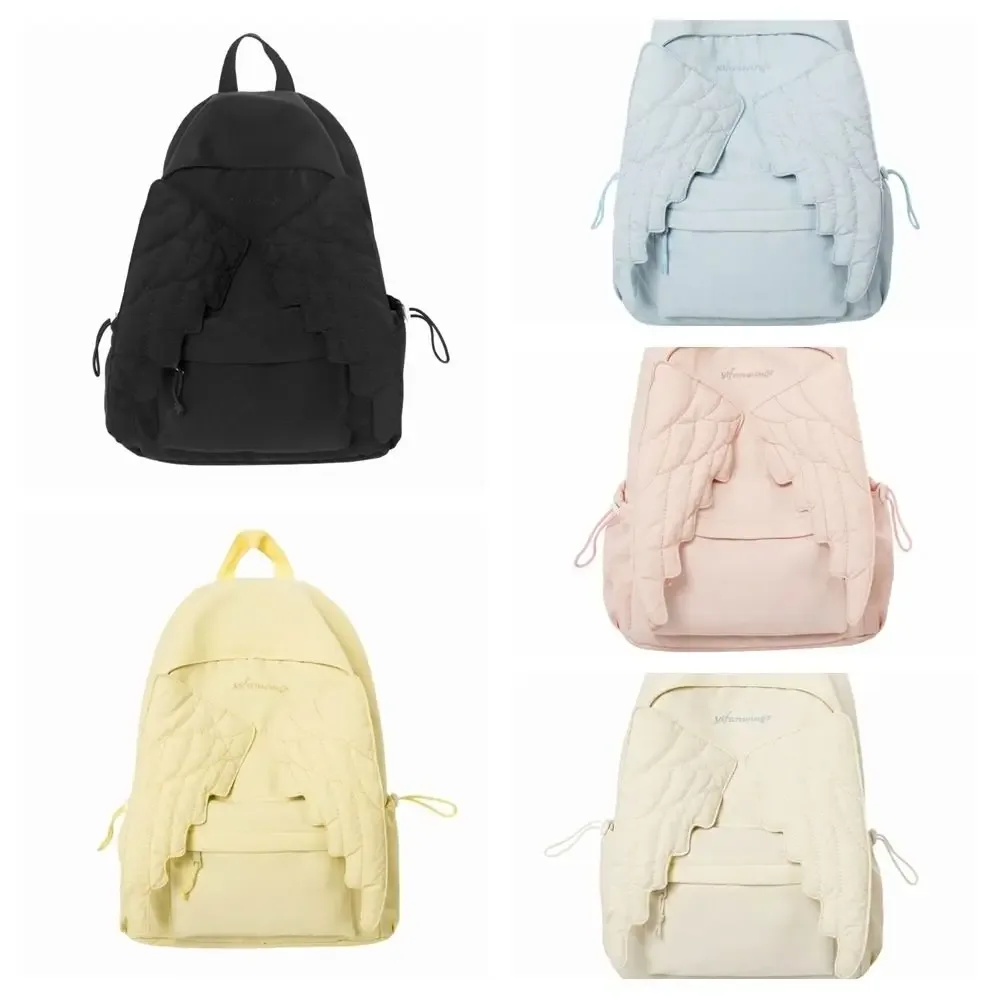 sac à dos y2k jk en nylon couleur unie avec ailes, style universitaire lolita, pour étudiants, sac d'école et de voyage