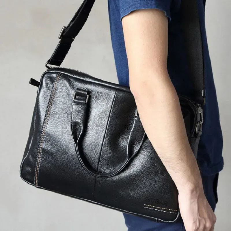 sac à main d'affaires en cuir de vache de haute qualité pour hommes, sac à bandoulière 100% mallette en cuir véritable pour hommes, sac à bandoulière pour les déplacements