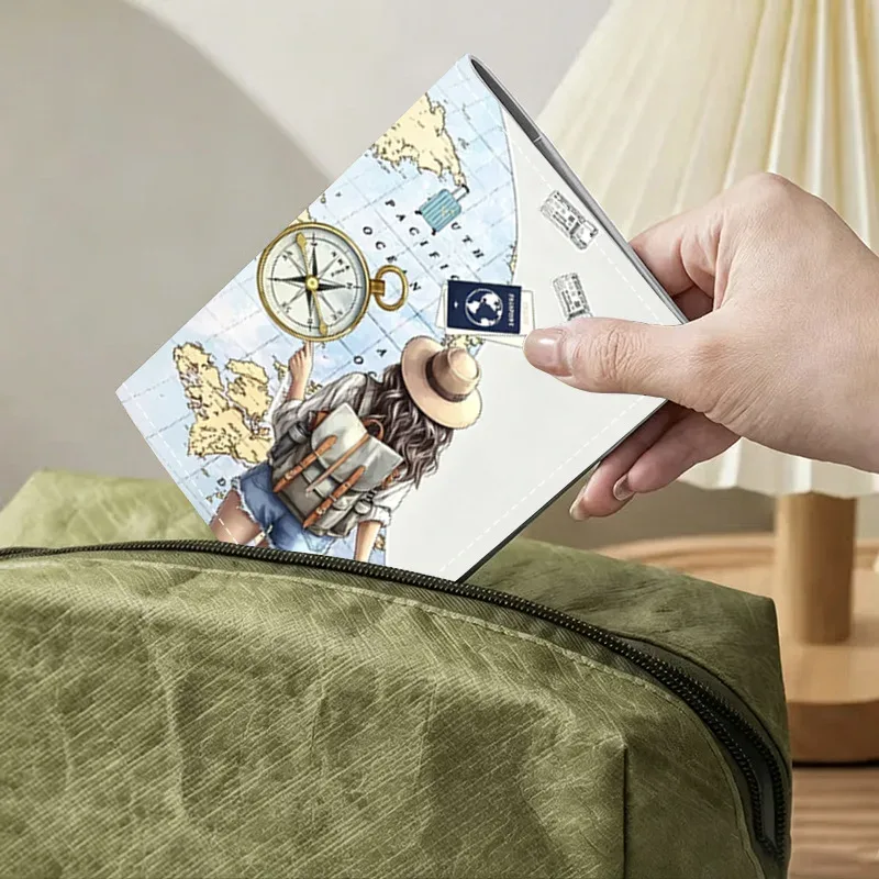cadenas serrure tsa cuir synthétique microfibre vert carte monde boussole voyage document travail vacances