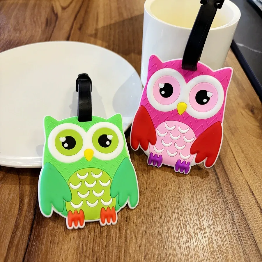 étiquette de bagage hibou, pendentif portable avec nom, écriture, bagage d'aéroport, anti-perte, identification du nom, stylo d'étiquette de nom de bagage, 1 pièce/3 pièces