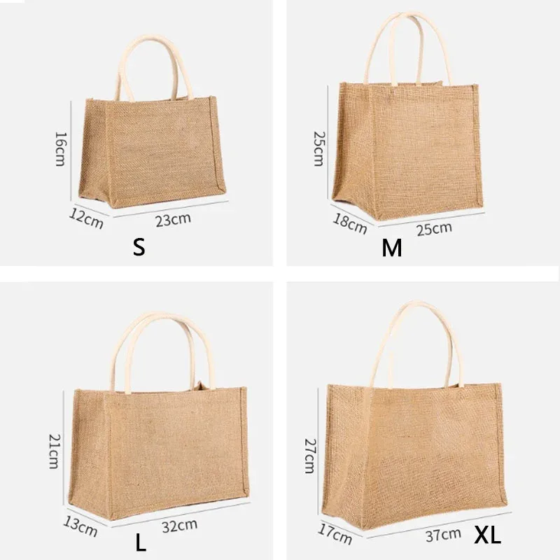 sac fourre-tout en lin vintage pour femmes, sacs à main de plage d'été, sac de bricolage rétro, sac à cuillère portable, sac à provisions multiple top foy