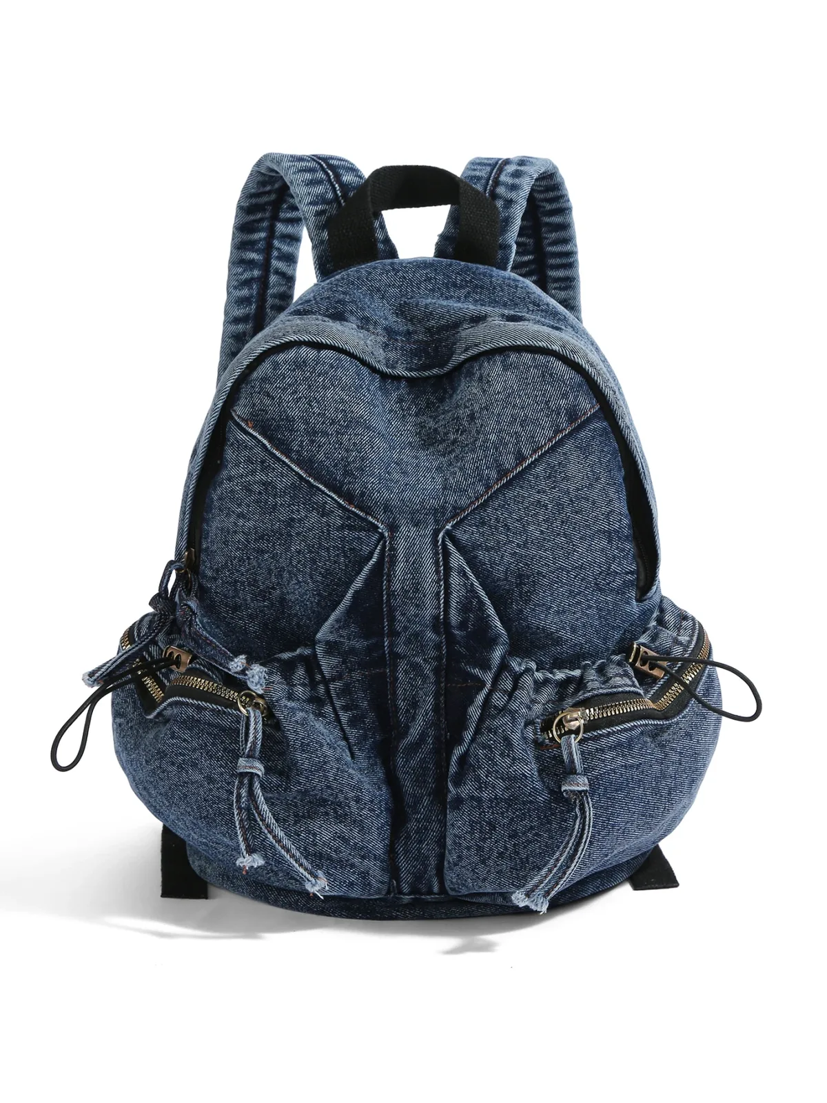sac à dos en jean délavé vintage pour femme, avec cordon de serrage, design déchiré, sac à dos décontracté pour l'école et les voyages