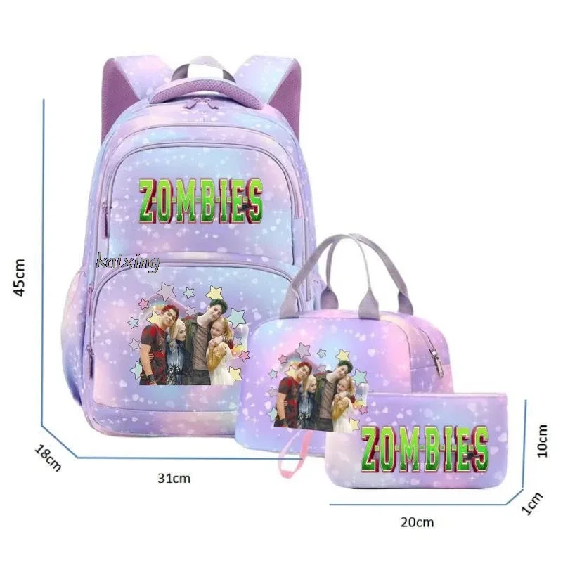 Nouveau Zombies 4 imprimer enfants sac à dos 3 pièces/ensemble étudiant cartable adolescent fille garçon voyage Mochilas sacs à déjeuner sac à dos sac à dos