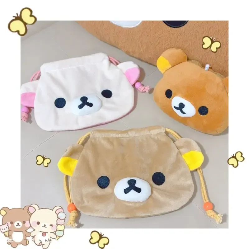 sac de rangement à cordon ours mignon et facile, sac à main de dessin animé pour fille, sac pour appareil photo portable à cordon, sac divers, trousse de maquillage