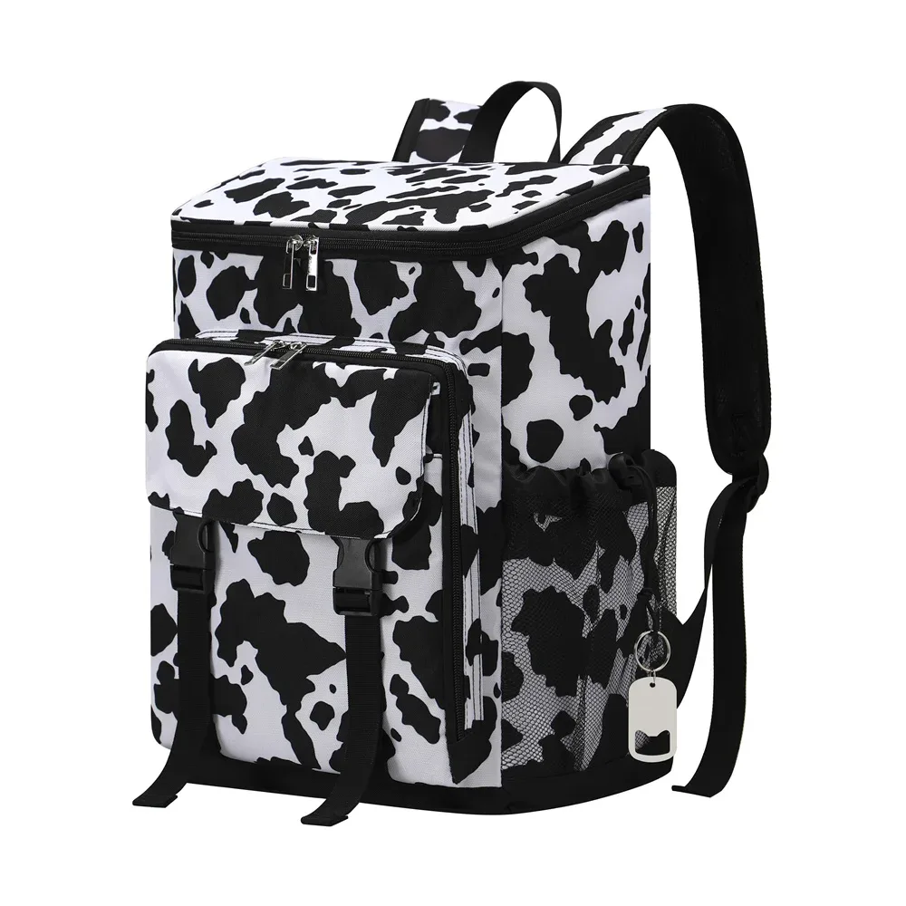 léopard refroidisseur sac à dos doux isolé sac isotherme plage étanche oxford refroidisseur déjeuner sac à dos pour randonnée canettes de shopping été
