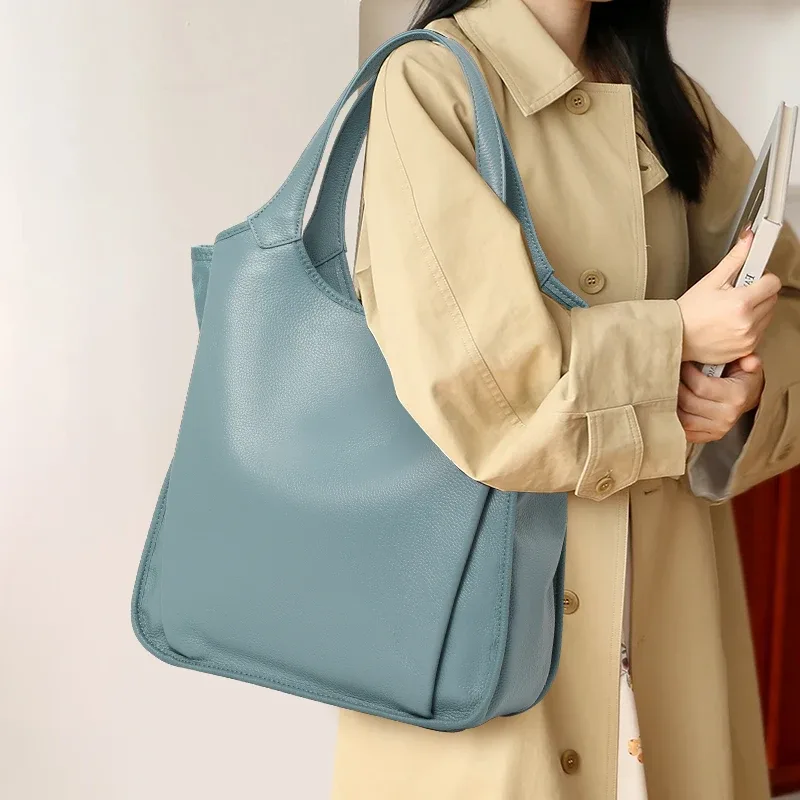 aidrani – sac fourre-tout en cuir de vache véritable pour femmes, sac à bandoulière en cuir souple de grande capacité, sac à main pour le bureau et les déplacements quotidiens