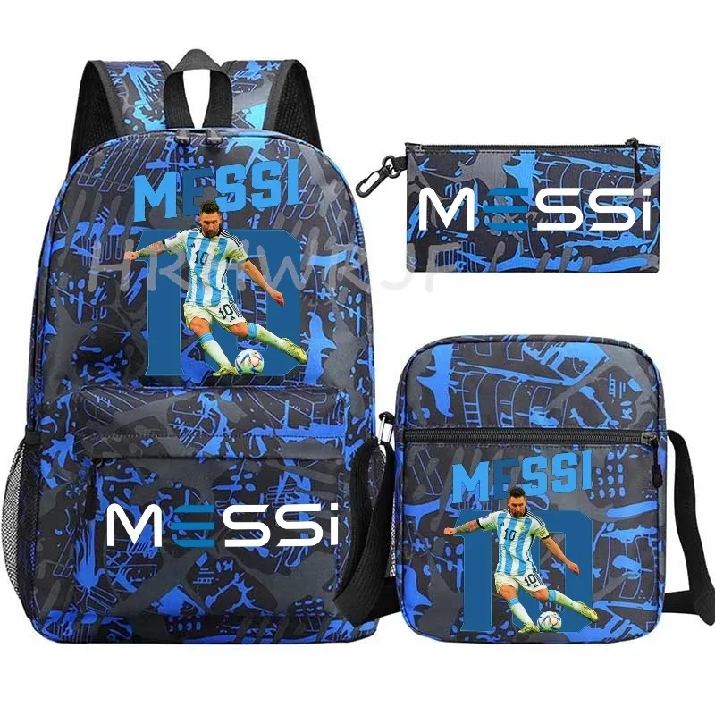 lot de 3 sacs à dos messi en nylon, simples, pour le sport, avec compartiment pour ordinateur portable, sacs à dos décontractés pour l'école, les voyages et les trajets quotidiens