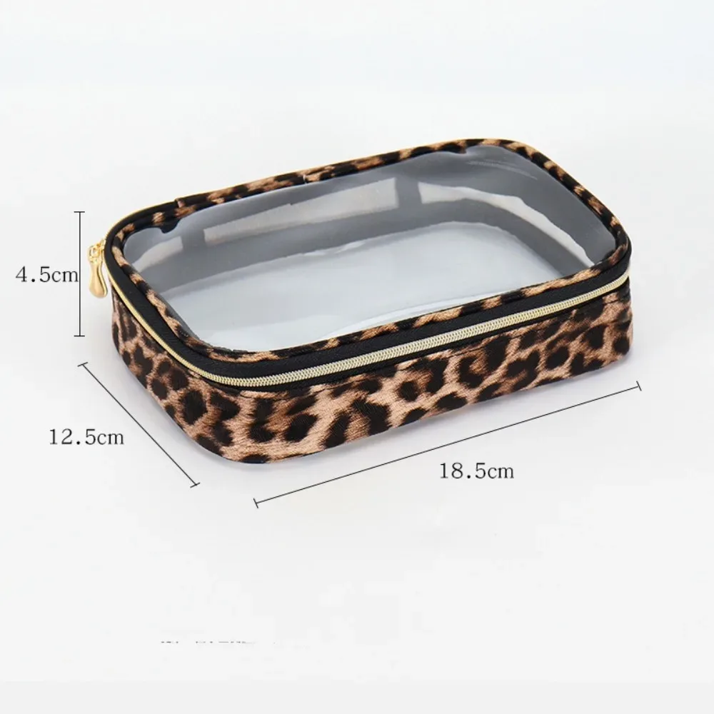 nouveau sac de maquillage imprimé léopard, sac à cosmétiques de voyage transparent de grande capacité avec fermeture éclair, sac de rangement étanche