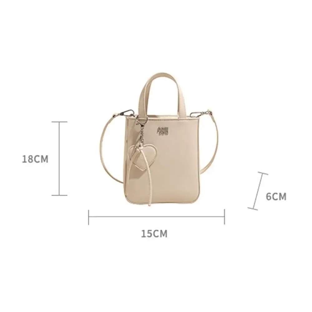 sac à bandoulière en cuir pu pour femmes, petit sac carré chic et polyvalent avec pendentif porte-clés d'amour, sacs à bandoulière de haute qualité